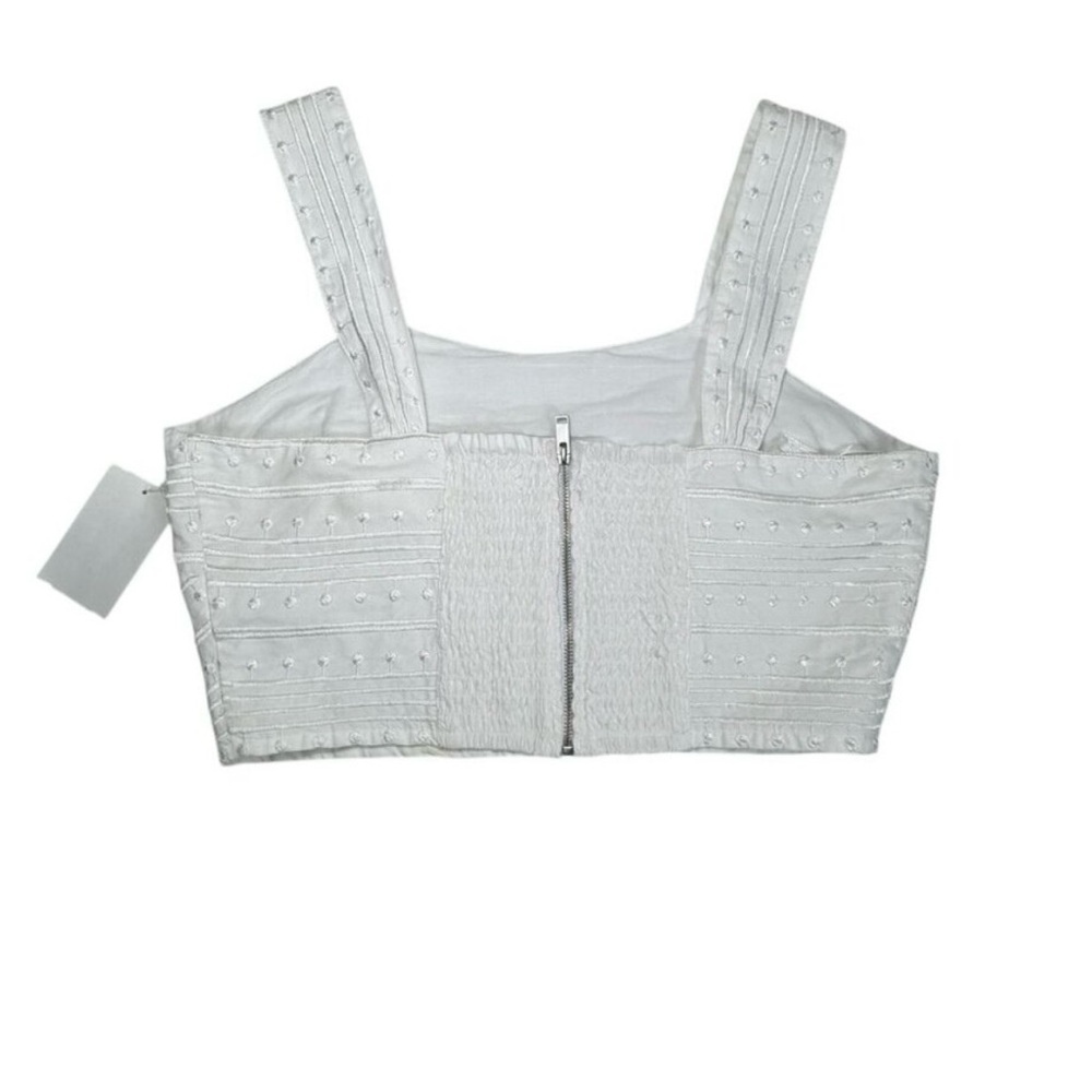 Avec Les Filles White Embroidered Crop Top Size 8 | Textured Cotton Tank | NWT - Picture 2 of 8